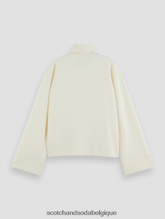 vêtements Scotch & Soda sweat-shirt à manches trompette et demi-zip- Scotch and Soda Bruxelles vanille blanche 6BZRBF192