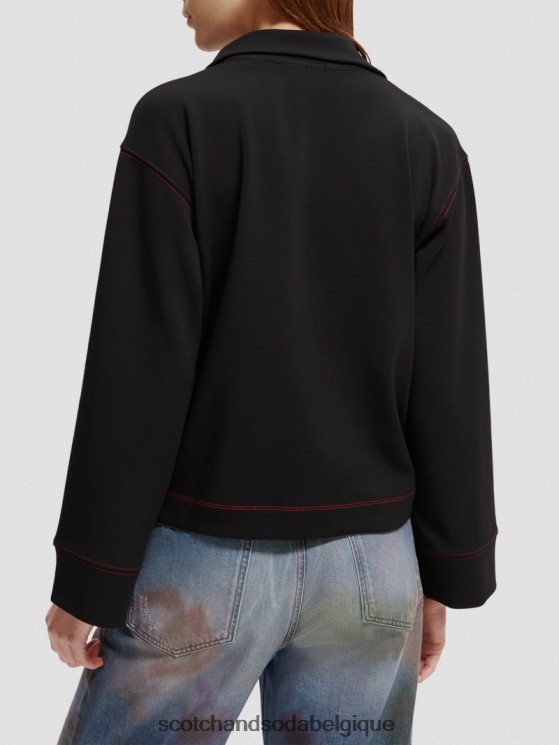 vêtements Scotch & Soda sweat-shirt à manches trompette et demi-zip- Scotch and Soda outlet noir 6BZRBF190
