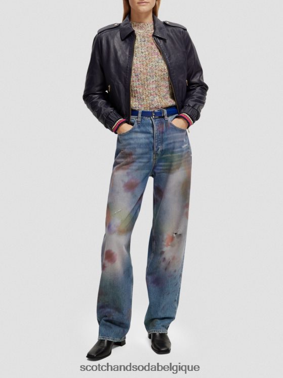 vêtements Scotch & Soda blouson aviateur en cuir- Scotch and Soda parfum marine 6BZRBF142
