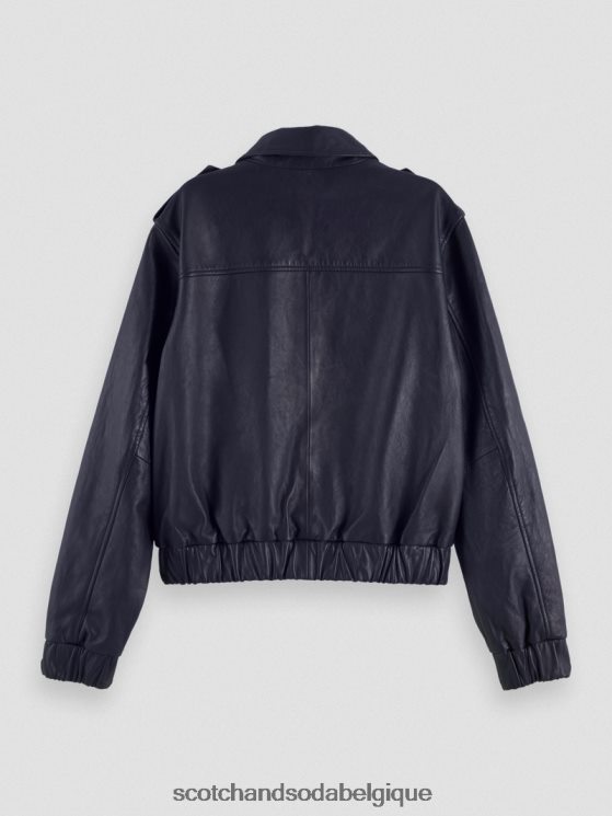 vêtements Scotch & Soda blouson aviateur en cuir- Scotch and Soda parfum marine 6BZRBF142