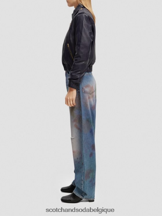 vêtements Scotch & Soda blouson aviateur en cuir- Scotch and Soda parfum marine 6BZRBF142