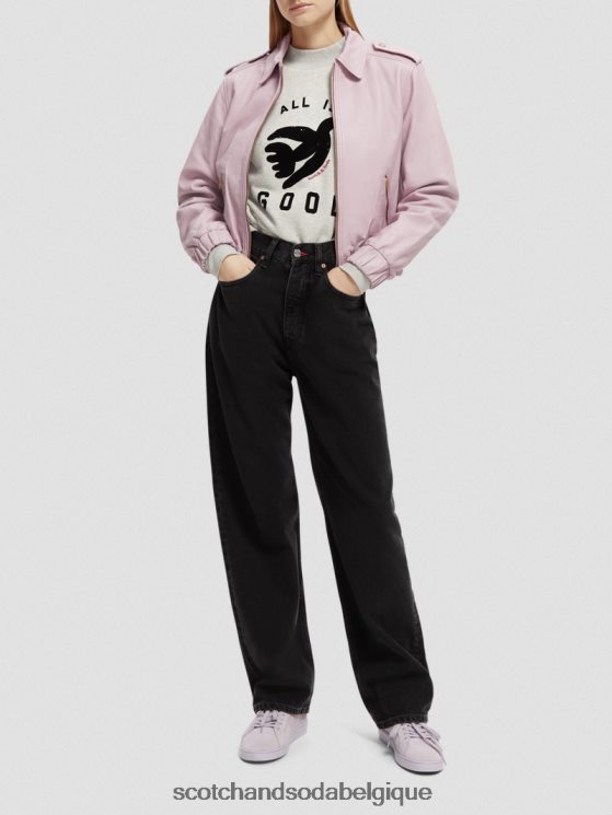 vêtements Scotch & Soda blouson aviateur en cuir- Scotch and Soda shop online lavande 6BZRBF143