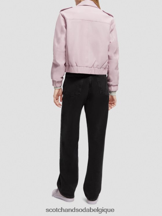 vêtements Scotch & Soda blouson aviateur en cuir- Scotch and Soda shop online lavande 6BZRBF143