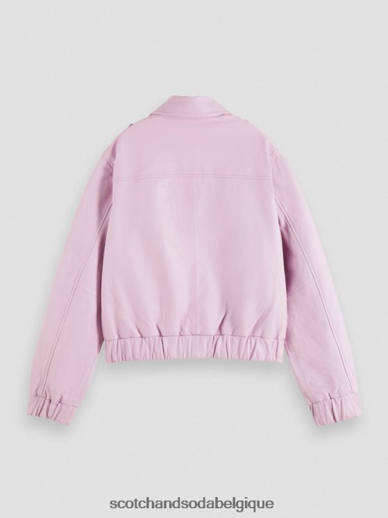 vêtements Scotch & Soda blouson aviateur en cuir- Scotch and Soda shop online lavande 6BZRBF143