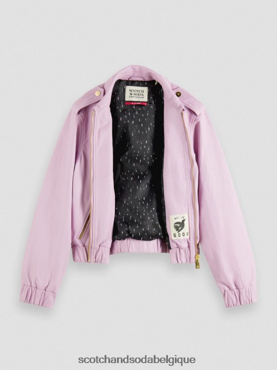 vêtements Scotch & Soda blouson aviateur en cuir- Scotch and Soda shop online lavande 6BZRBF143