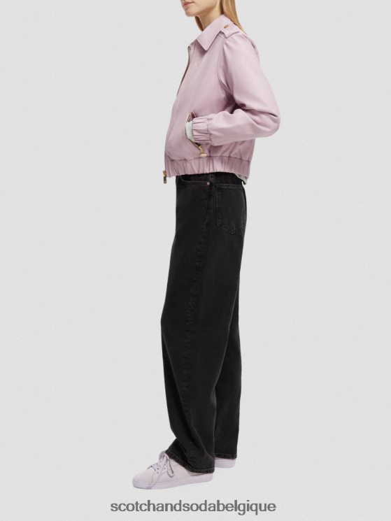 vêtements Scotch & Soda blouson aviateur en cuir- Scotch and Soda shop online lavande 6BZRBF143