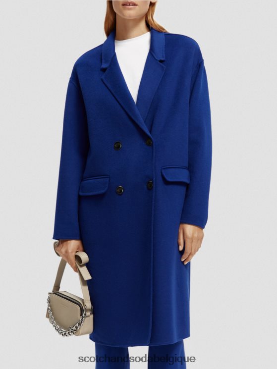 vêtements Scotch & Soda manteau à double boutonnage en laine mélangée- Scotch and Soda femme mélange bleu vif 6BZRBF140