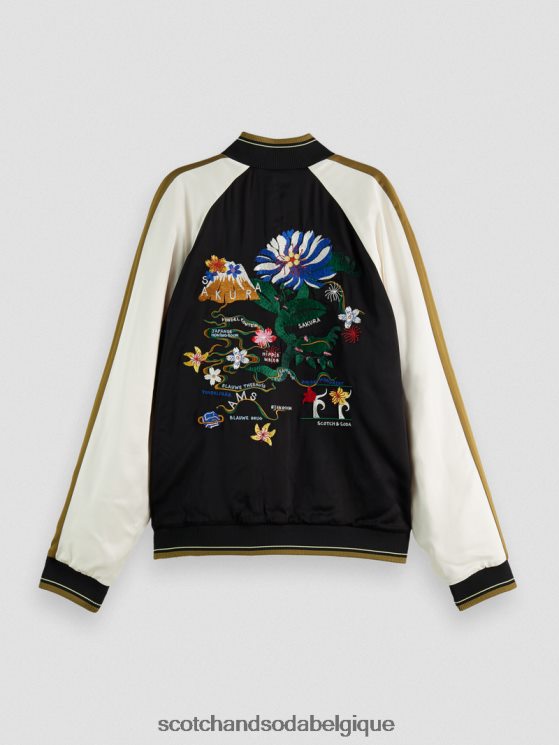 vêtements Scotch & Soda veste bomber à broderies raglan- Scotch and Soda Namur noir 6BZRBF130