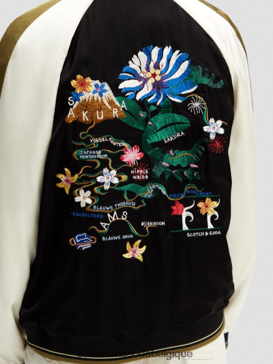 vêtements Scotch & Soda veste bomber à broderies raglan- Scotch and Soda Namur noir 6BZRBF130