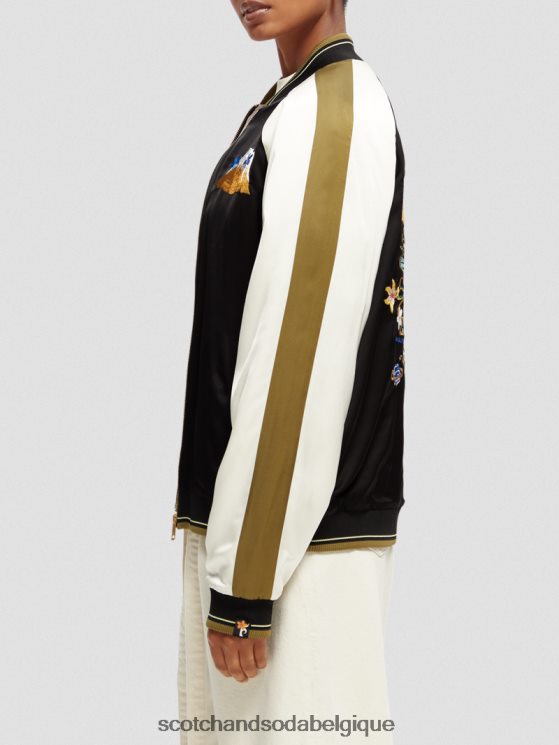 vêtements Scotch & Soda veste bomber à broderies raglan- Scotch and Soda Namur noir 6BZRBF130