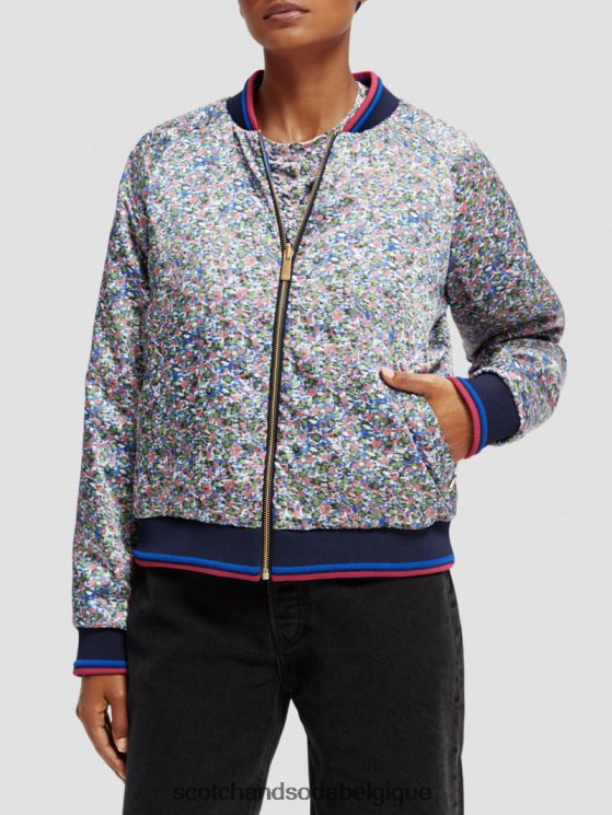 vêtements Scotch & Soda veste bomber matelassée réversible imprimée- Scotch and Soda shop online Rosaria kaki 6BZRBF134