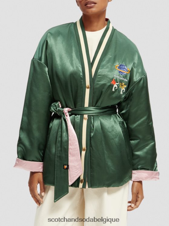 vêtements Scotch & Soda veste bomber réversible style kimono à broderies- Scotch and Soda Liﾨﾨge militaire 6BZRBF132