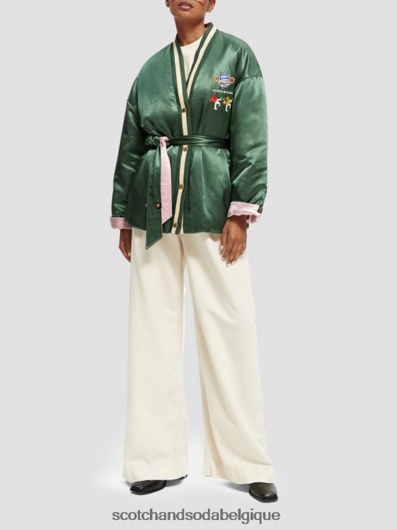vêtements Scotch & Soda veste bomber réversible style kimono à broderies- Scotch and Soda Liﾨﾨge militaire 6BZRBF132