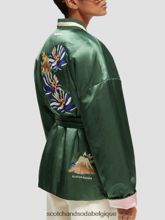vêtements Scotch & Soda veste bomber réversible style kimono à broderies- Scotch and Soda Liﾨﾨge militaire 6BZRBF132