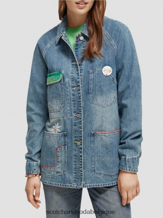vêtements Scotch & Soda veste en jean brodée- Scotch and Soda outlet attaque artisanale 6BZRBF145