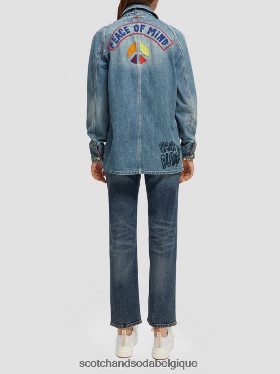 vêtements Scotch & Soda veste en jean brodée- Scotch and Soda outlet attaque artisanale 6BZRBF145