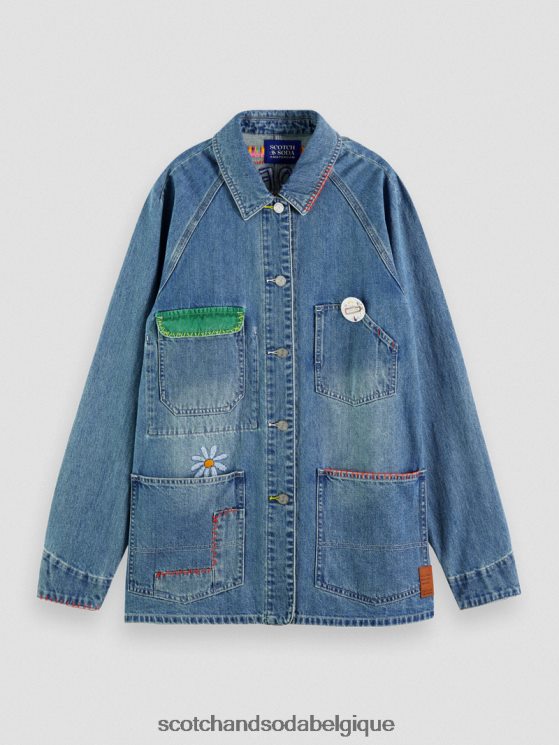 vêtements Scotch & Soda veste en jean brodée- Scotch and Soda outlet attaque artisanale 6BZRBF145