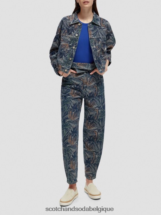 vêtements Scotch & Soda veste en jean à jacquard fleuri- Scotch and Soda Belgique indigo lavé 6BZRBF146