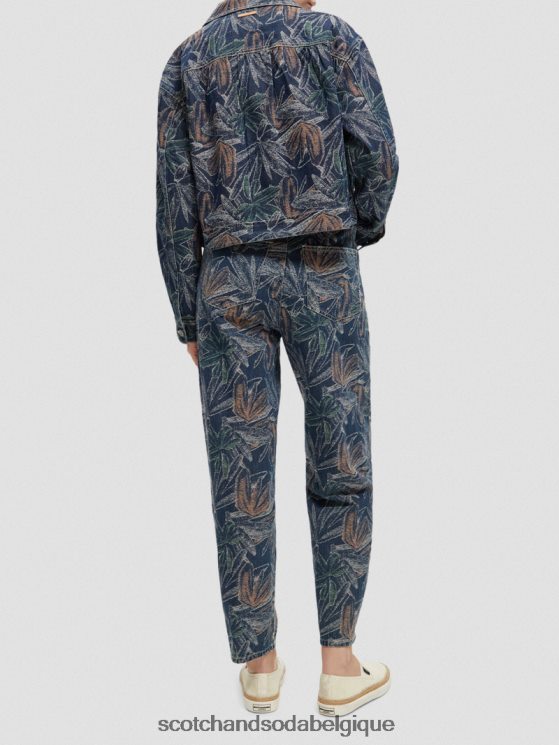 vêtements Scotch & Soda veste en jean à jacquard fleuri- Scotch and Soda Belgique indigo lavé 6BZRBF146