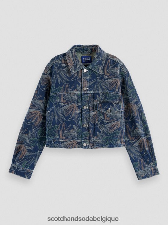 vêtements Scotch & Soda veste en jean à jacquard fleuri- Scotch and Soda Belgique indigo lavé 6BZRBF146