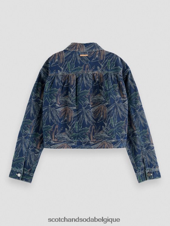 vêtements Scotch & Soda veste en jean à jacquard fleuri- Scotch and Soda Belgique indigo lavé 6BZRBF146