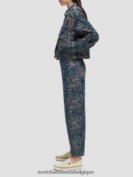 vêtements Scotch & Soda veste en jean à jacquard fleuri- Scotch and Soda Belgique indigo lavé 6BZRBF146