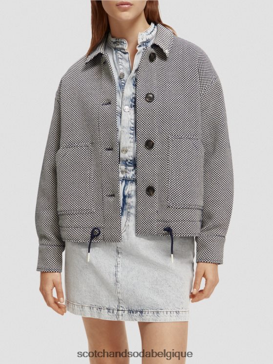 vêtements Scotch & Soda veste tissée en boucles- Scotch and Soda outlet marine 6BZRBF136