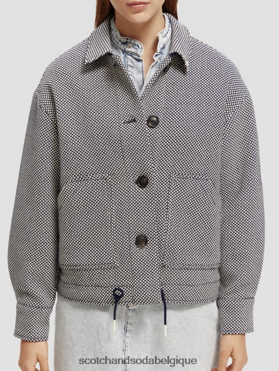 vêtements Scotch & Soda veste tissée en boucles- Scotch and Soda outlet marine 6BZRBF136