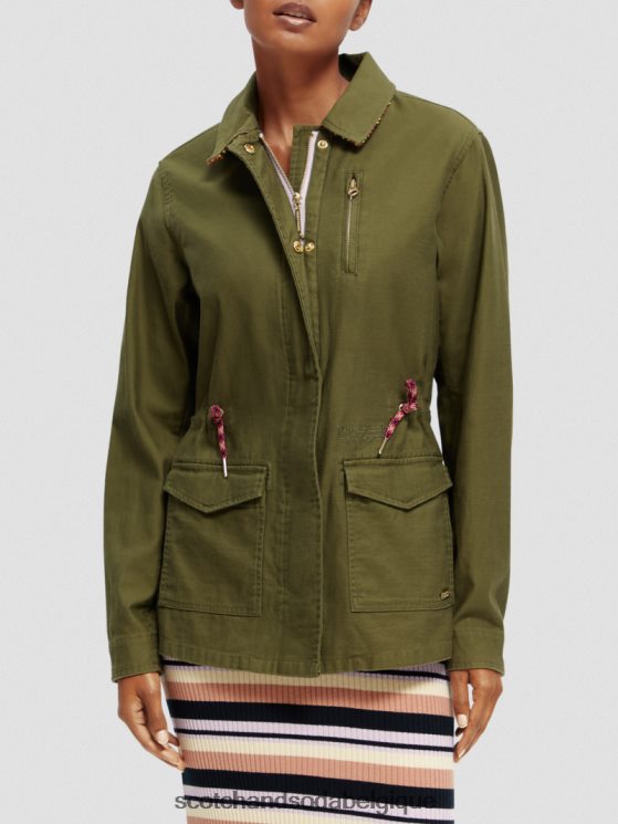vêtements Scotch & Soda veste utilitaire de travail en coton biologique- Scotch and Soda Namur vert armée 6BZRBF139