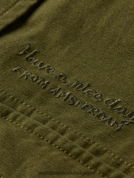 vêtements Scotch & Soda veste utilitaire de travail en coton biologique- Scotch and Soda Namur vert armée 6BZRBF139