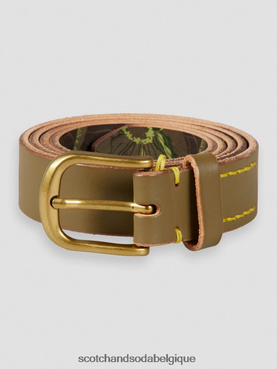accessoires Scotch & Soda ceinture en cuir- Scotch and Soda parfum kaki 6BZRBF718