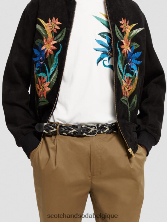 accessoires Scotch & Soda ceinture en cuir tressé et cordon- Scotch and Soda shop online noir 6BZRBF719