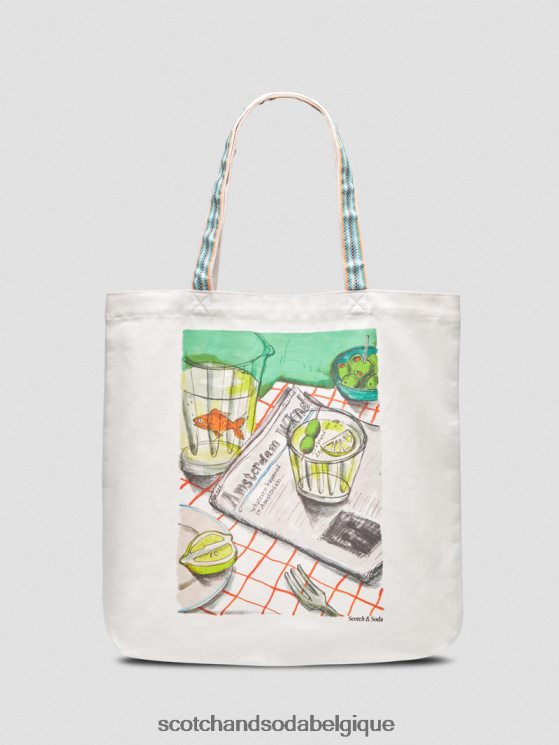 accessoires Scotch & Soda sac fourre-tout en toile- Scotch and Soda shop online blanc 6BZRBF701