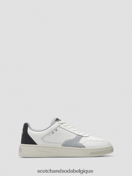 chaussure Scotch & Soda sneaker elliot en cuir et daim- Scotch and Soda Bruxelles blanc multicolore 6BZRBF696