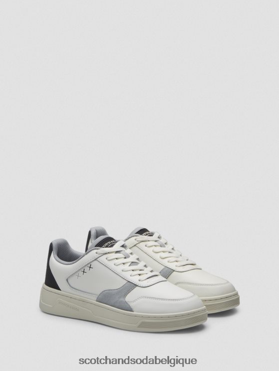 chaussure Scotch & Soda sneaker elliot en cuir et daim- Scotch and Soda Bruxelles blanc multicolore 6BZRBF696