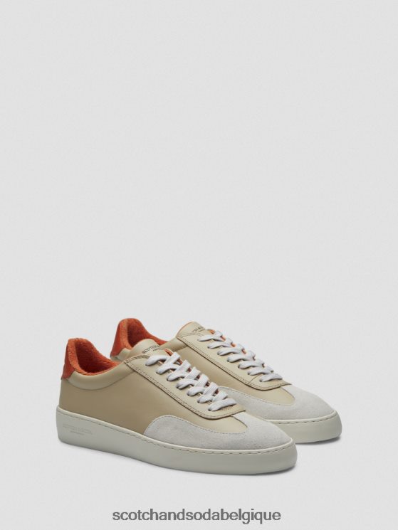 chaussure Scotch & Soda sneaker plakka en cuir et daim- Scotch and Soda Namur sable multi 6BZRBF697