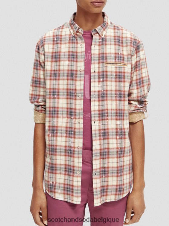 vêtements Scotch & Soda chemise bio à carreaux contrecollés avec réglage des manches- Scotch and Soda Liﾨﾨge combiner un 6BZRBF312