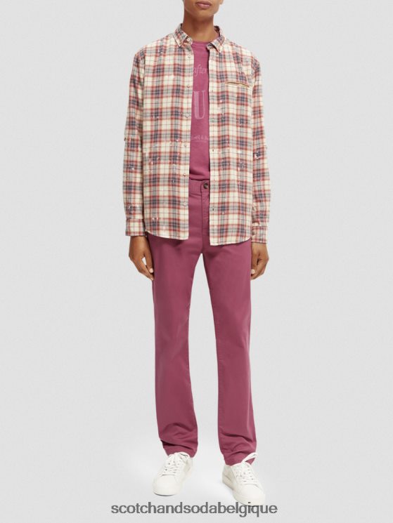 vêtements Scotch & Soda chemise bio à carreaux contrecollés avec réglage des manches- Scotch and Soda Liﾨﾨge combiner un 6BZRBF312