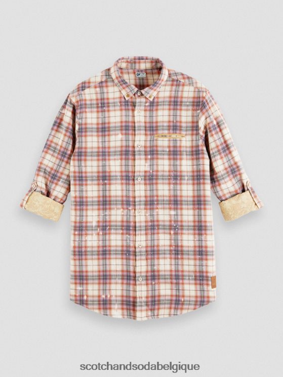 vêtements Scotch & Soda chemise bio à carreaux contrecollés avec réglage des manches- Scotch and Soda Liﾨﾨge combiner un 6BZRBF312