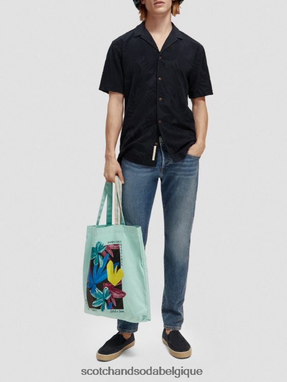 vêtements Scotch & Soda chemise camp imprimée en jacquard- Scotch and Soda Bruxelles marine 6BZRBF345