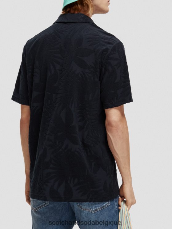 vêtements Scotch & Soda chemise camp imprimée en jacquard- Scotch and Soda Bruxelles marine 6BZRBF345