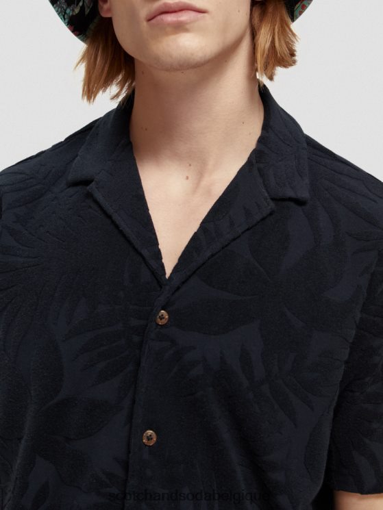 vêtements Scotch & Soda chemise camp imprimée en jacquard- Scotch and Soda Bruxelles marine 6BZRBF345
