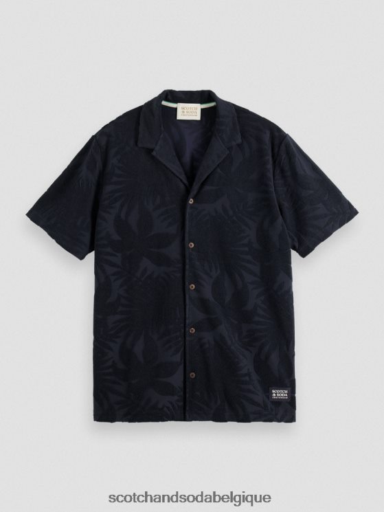 vêtements Scotch & Soda chemise camp imprimée en jacquard- Scotch and Soda Bruxelles marine 6BZRBF345