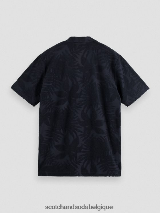 vêtements Scotch & Soda chemise camp imprimée en jacquard- Scotch and Soda Bruxelles marine 6BZRBF345
