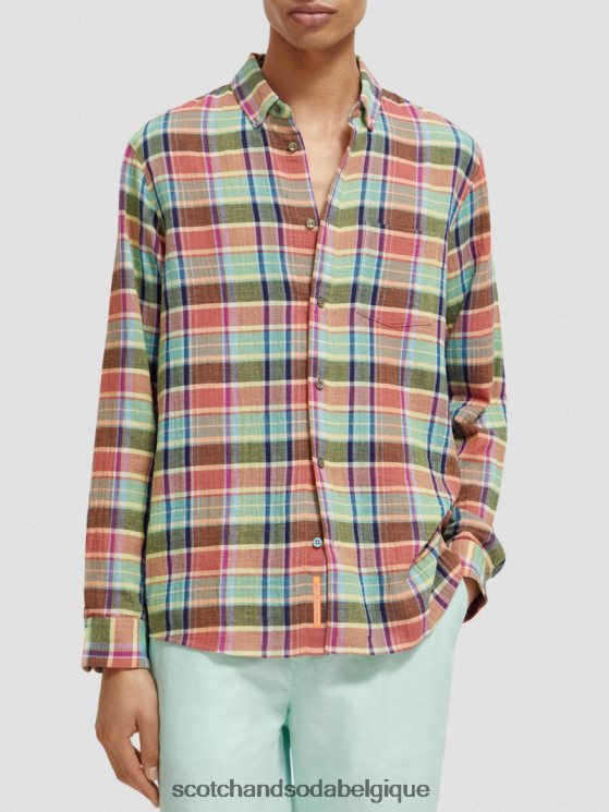 vêtements Scotch & Soda chemise contrecollée coupe classique avec ajustement des manches- Scotch and Soda Belgique vérification multiple 6BZRBF335