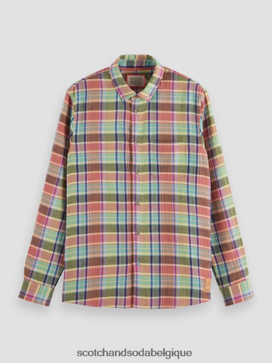 vêtements Scotch & Soda chemise contrecollée coupe classique avec ajustement des manches- Scotch and Soda Belgique vérification multiple 6BZRBF335