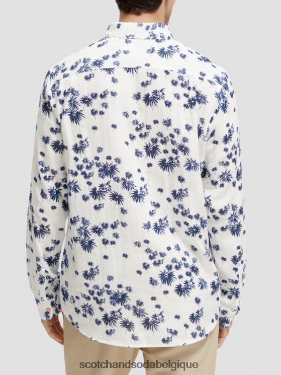 vêtements Scotch & Soda chemise contrecollée coupe classique avec ajustement des manches- Scotch and Soda outlet feu d\'artifice blanc aop 6BZRBF334
