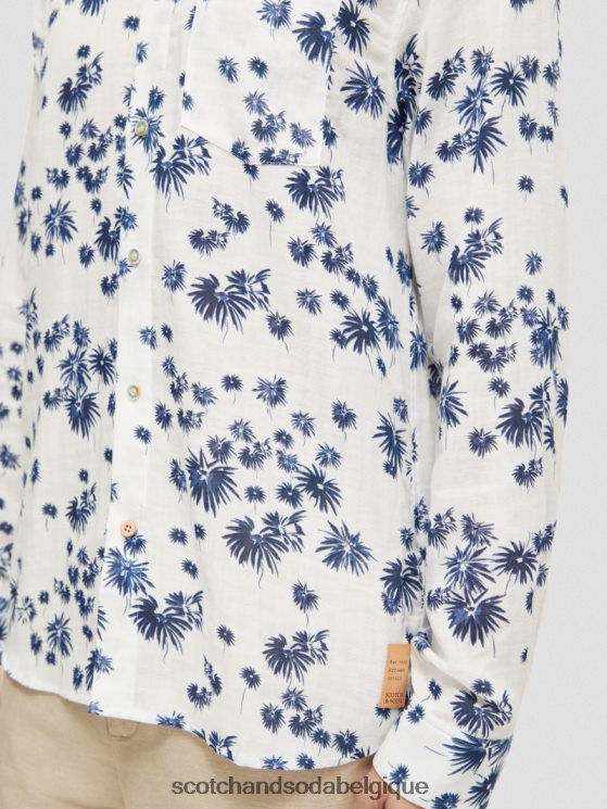 vêtements Scotch & Soda chemise contrecollée coupe classique avec ajustement des manches- Scotch and Soda outlet feu d\'artifice blanc aop 6BZRBF334