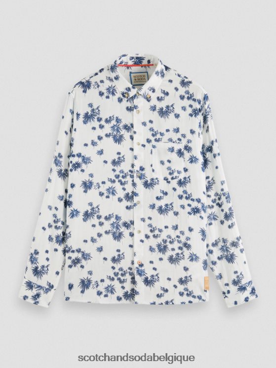 vêtements Scotch & Soda chemise contrecollée coupe classique avec ajustement des manches- Scotch and Soda outlet feu d\'artifice blanc aop 6BZRBF334
