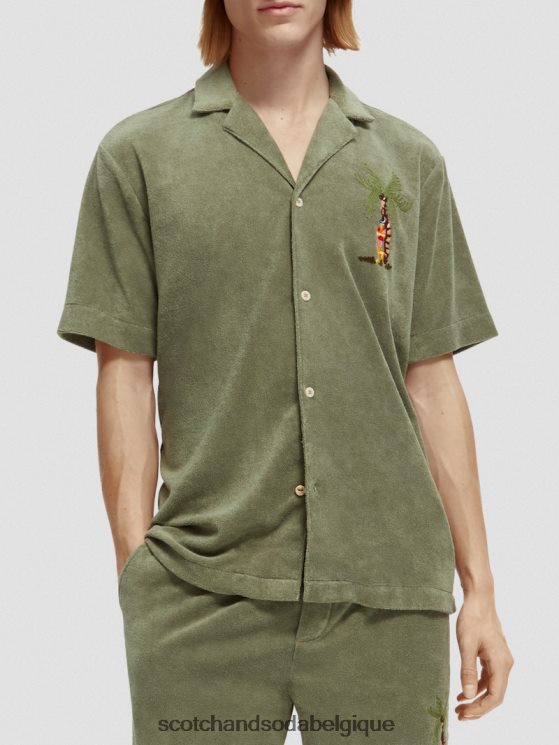 vêtements Scotch & Soda chemise de camp en tissu éponge brodé- Scotch and Soda parfum armée 6BZRBF295